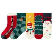 ZACPNCV Christmas Socks Children Socks Christmas Gift Kid Socks for Kid Boy Girl 5 Pairs Red 3 Years